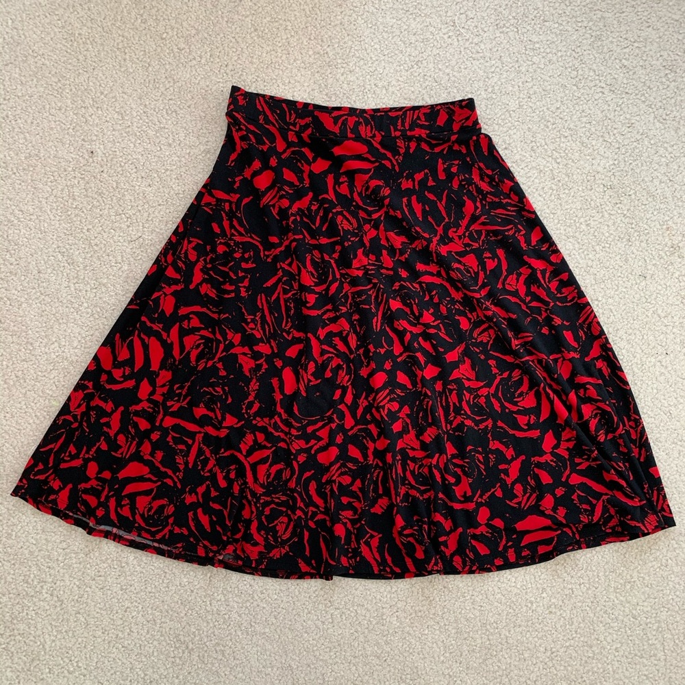 George Red and Black Floral Print Skirt